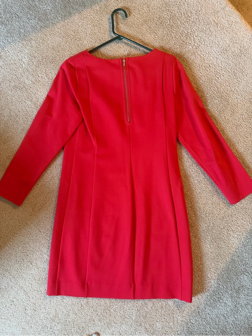 J. Crew Red Quarter Long-Sleeve Shift Dress